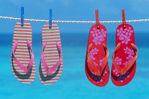 Sandals Drying on Clothesline